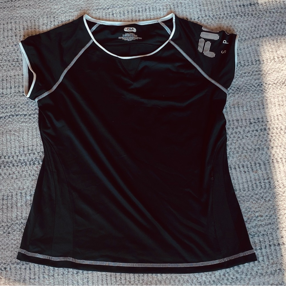 Fila Black & White Fitted Tee Cap Sleeve